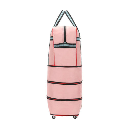 Expandable Foldable Luggage Bag with Universal Wheels Rolling Travel Bag Duffel Bag Pink