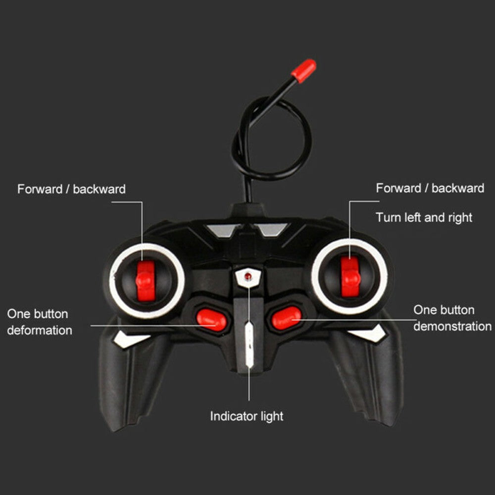2Pcs Remote Control Car Toy Transform Robot Toy Kids RC Car Red and White