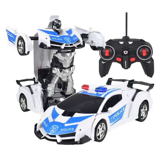 Remote Control Car Toy Transform Robot Toy Kids RC Car White