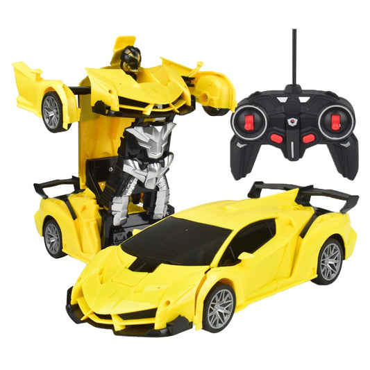 Remote Control Car Toy Transform Robot Toy Kids RC Car Yellow