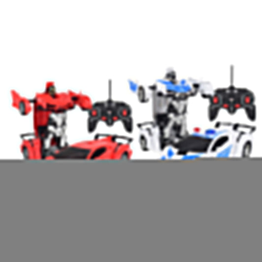 2Pcs Remote Control Car Toy Transform Robot Toy Kids RC Car Red and White