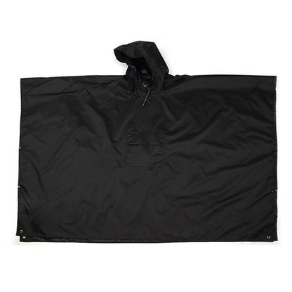3-in-1 Unisex Hooded Rain Poncho Raincoat Jacket for Hiking Camping Black