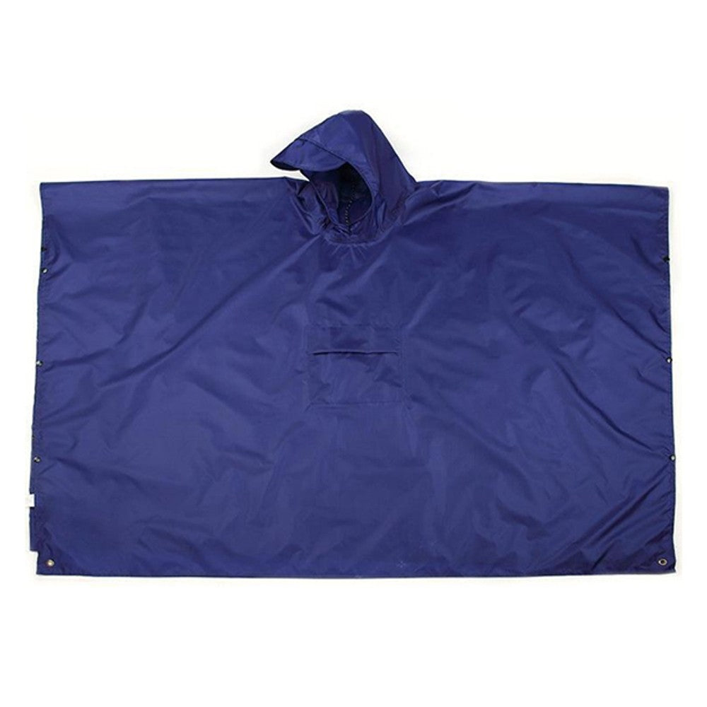 3-in-1 Unisex Hooded Rain Poncho Raincoat Jacket for Hiking Camping Blue