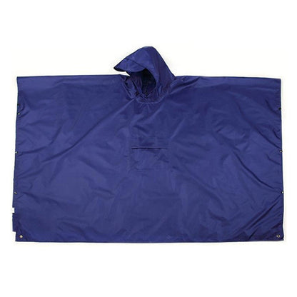 3-in-1 Unisex Hooded Rain Poncho Raincoat Jacket for Hiking Camping Blue