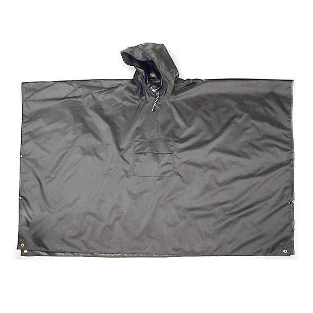 3-in-1 Unisex Hooded Rain Poncho Raincoat Jacket for Hiking Camping Gray