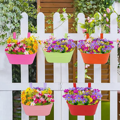 4 Colors Hanging Flower Pot Metal Bucket Hanging Planters for Outdoor Plants