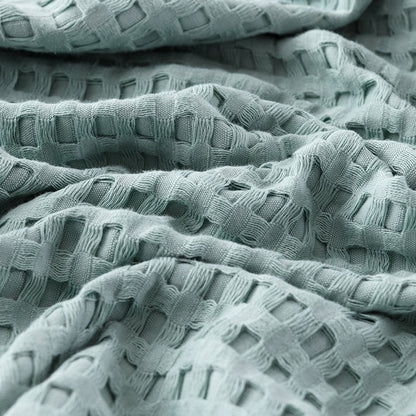 100% Cotton Blanket Cozy Waffle Weave Blanket Soft Quilt Blue