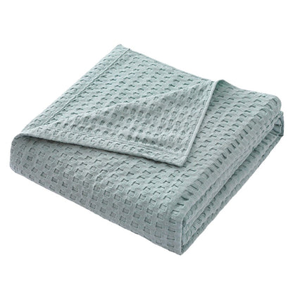 100% Cotton Blanket Cozy Waffle Weave Blanket Soft Quilt Blue