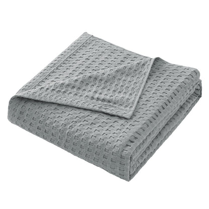 100% Cotton Blanket Cozy Waffle Weave Blanket Soft Quilt Grey