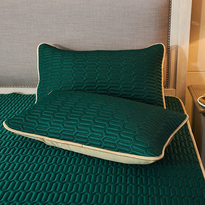 3Pcs Set Cooling Bedding Foldable Mattress Topper Mat Summer Cooling Latex Mattress Pad Green