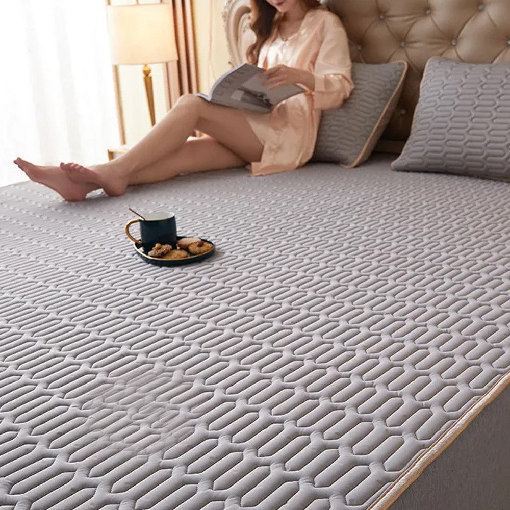 3Pcs Set Cooling Bedding Foldable Mattress Topper Mat Summer Cooling Latex Mattress Pad Grey