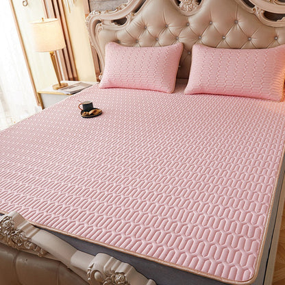 3Pcs Set Cooling Bedding Foldable Mattress Topper Mat Summer Cooling Latex Mattress Pad Pink