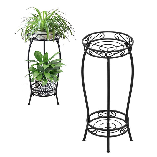 2-Tier Plant Stand Indoor Outdoor Flower Pot Stand Heavy Duty Plant Shelf Garden Plant Holder Support Rack