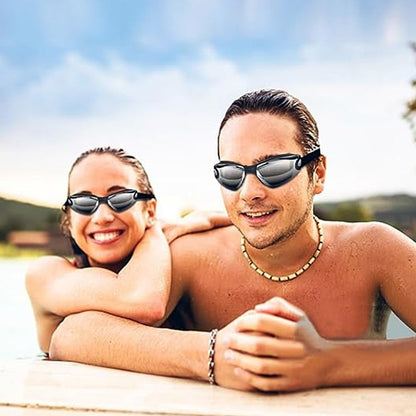 No Leaking Anti Fog Swimming Goggles Swimming Cap Set for Adult Youth Black