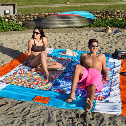 Portable Beach Mat Water-resistant Beach Blanket Picnic Mat Style 1