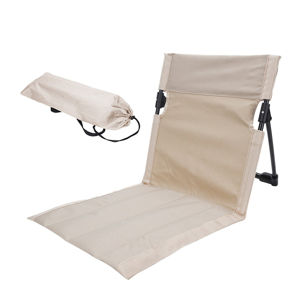 Folding Beach Lounge Chair Portable Beach Mat with Backrest Beige
