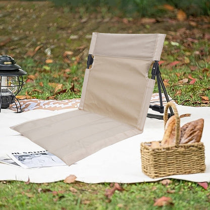 Folding Beach Lounge Chair Portable Beach Mat with Backrest Beige