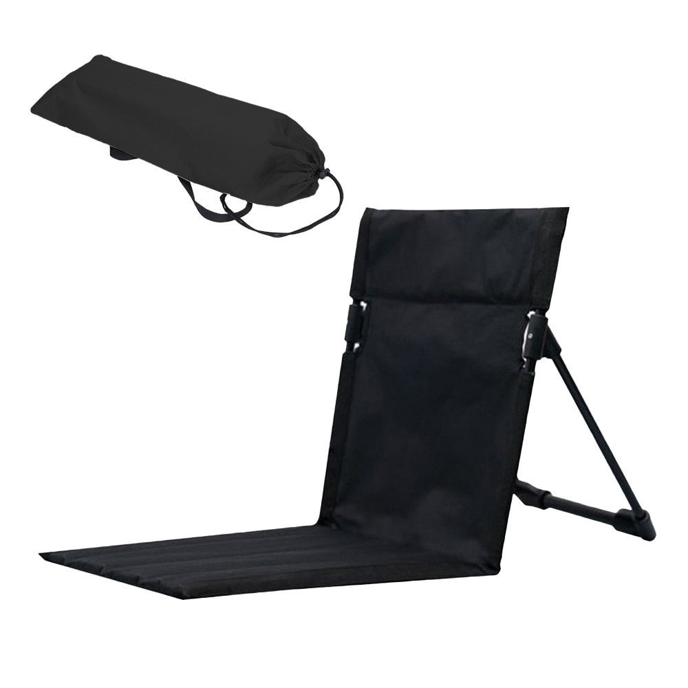 Folding Beach Lounge Chair Portable Beach Mat with Backrest Black