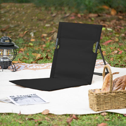 Folding Beach Lounge Chair Portable Beach Mat with Backrest Black