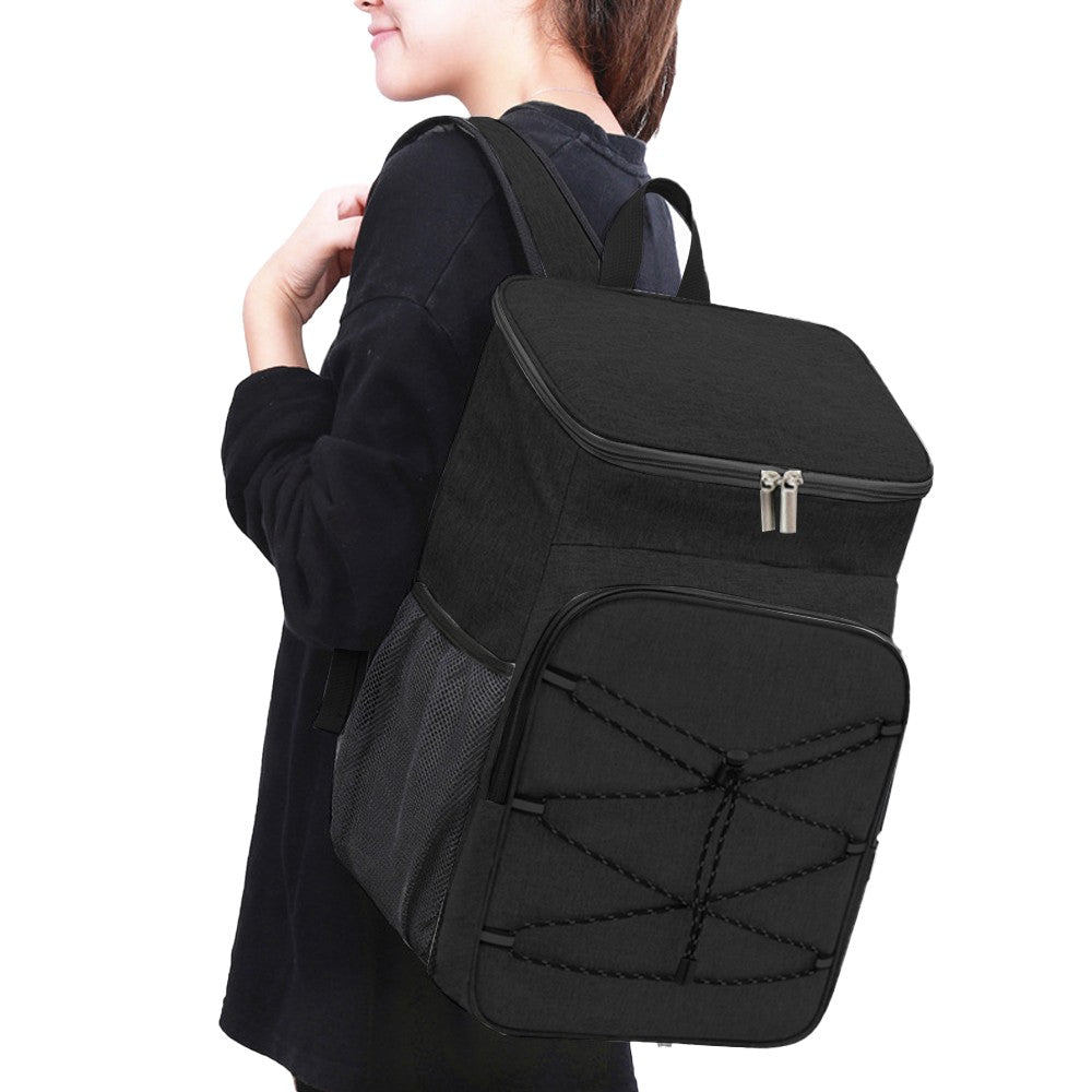 Water-resistant Insulated Cooling Backpack Picnic Camping Hiking Fishing Cooler Bag Black