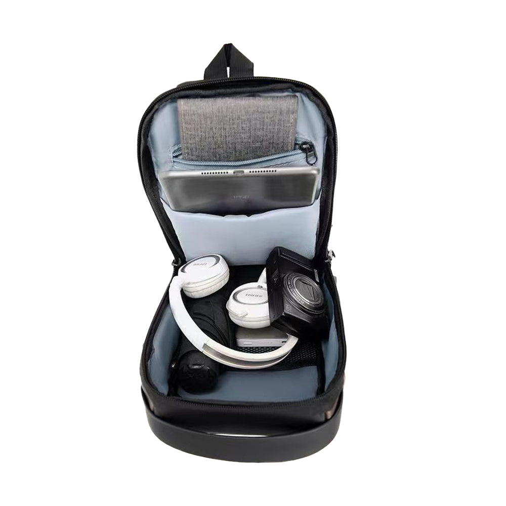 Anti theft Crossbody Sling Bag with USB Port Water-Resistant Sport Chest Bag Shoulder Bag Black
