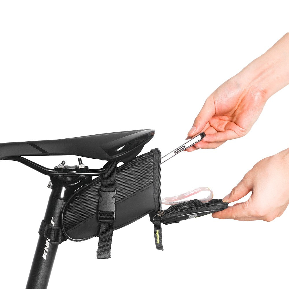 Bike Saddle Bag Under Seat Bike Bag with Reflective Strip Black