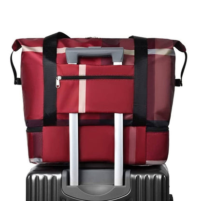 Foldable Large Capacity Travel Duffel Bag Overnight Bag Dry and Wet Separation Travel Bag Red