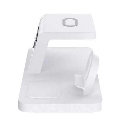 5-in-1 Wireless Magnetic Fast Charging Station Charging Dock with Digital Clock for QI Wireless Cahrging Device White