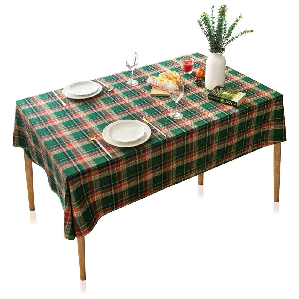 Rectangle Scotland Plaid Table Cover Christmas Tablecloth Xmas Decor Green