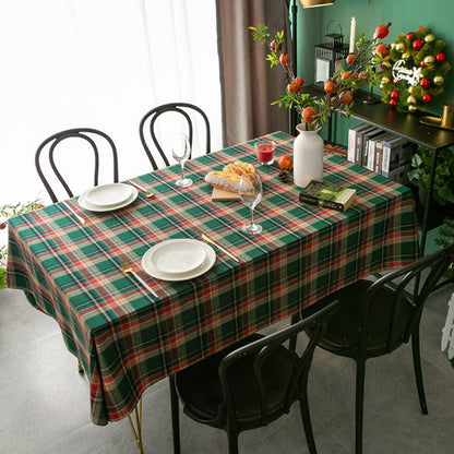 Rectangle Scotland Plaid Table Cover Christmas Tablecloth Xmas Decor Green