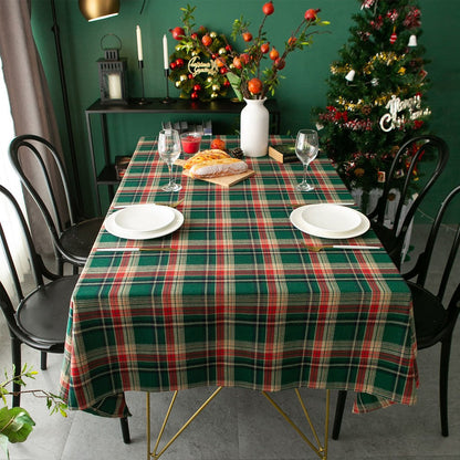 Rectangle Scotland Plaid Table Cover Christmas Tablecloth Xmas Decor Green