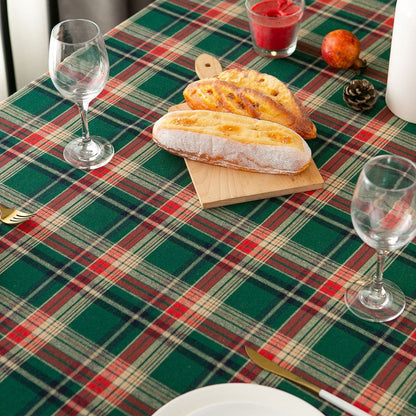 Rectangle Scotland Plaid Table Cover Christmas Tablecloth Xmas Decor Green