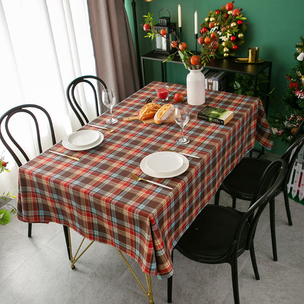 Rectangle Scotland Plaid Table Cover Christmas Tablecloth Xmas Decor Multi Colour