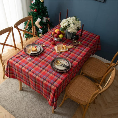 Rectangle Scotland Plaid Table Cover Christmas Tablecloth Xmas Decor Red
