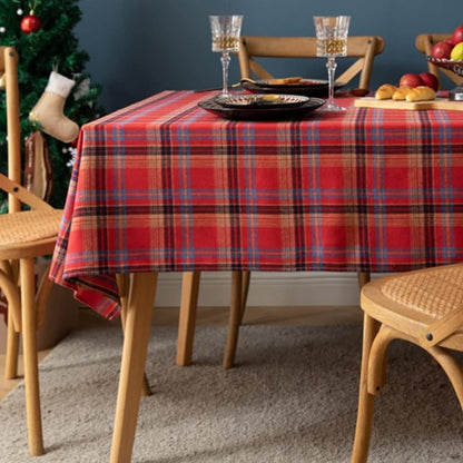 Rectangle Scotland Plaid Table Cover Christmas Tablecloth Xmas Decor Red