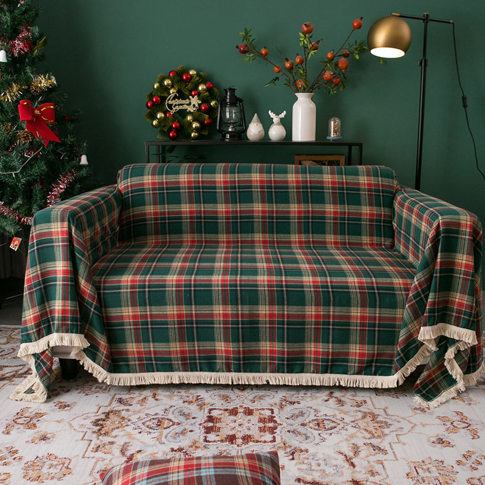 Christmas Printed Slipcover Sofa Cover Couch Protective Cover Christmas Decoration Green