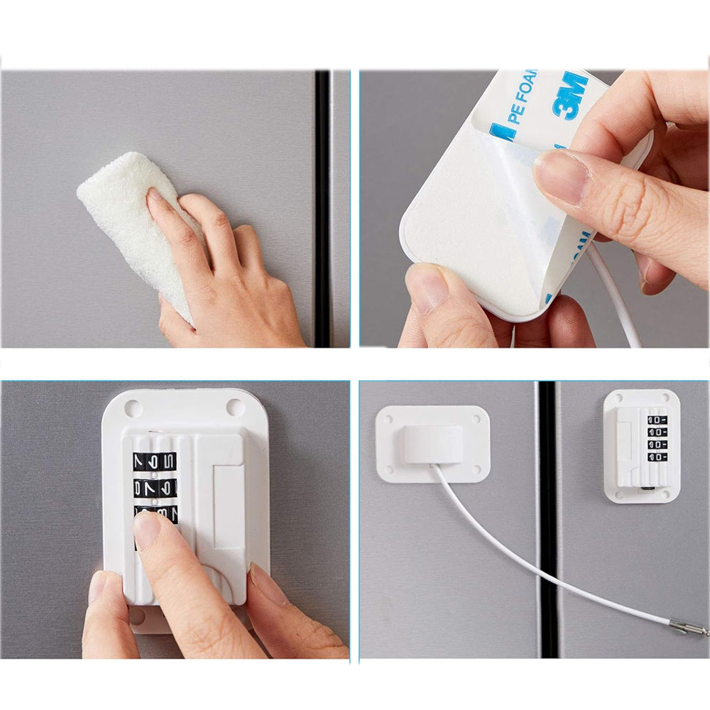 Proof Refrigerator Fridge Freezer Door Lock Child Safety Password Locks White