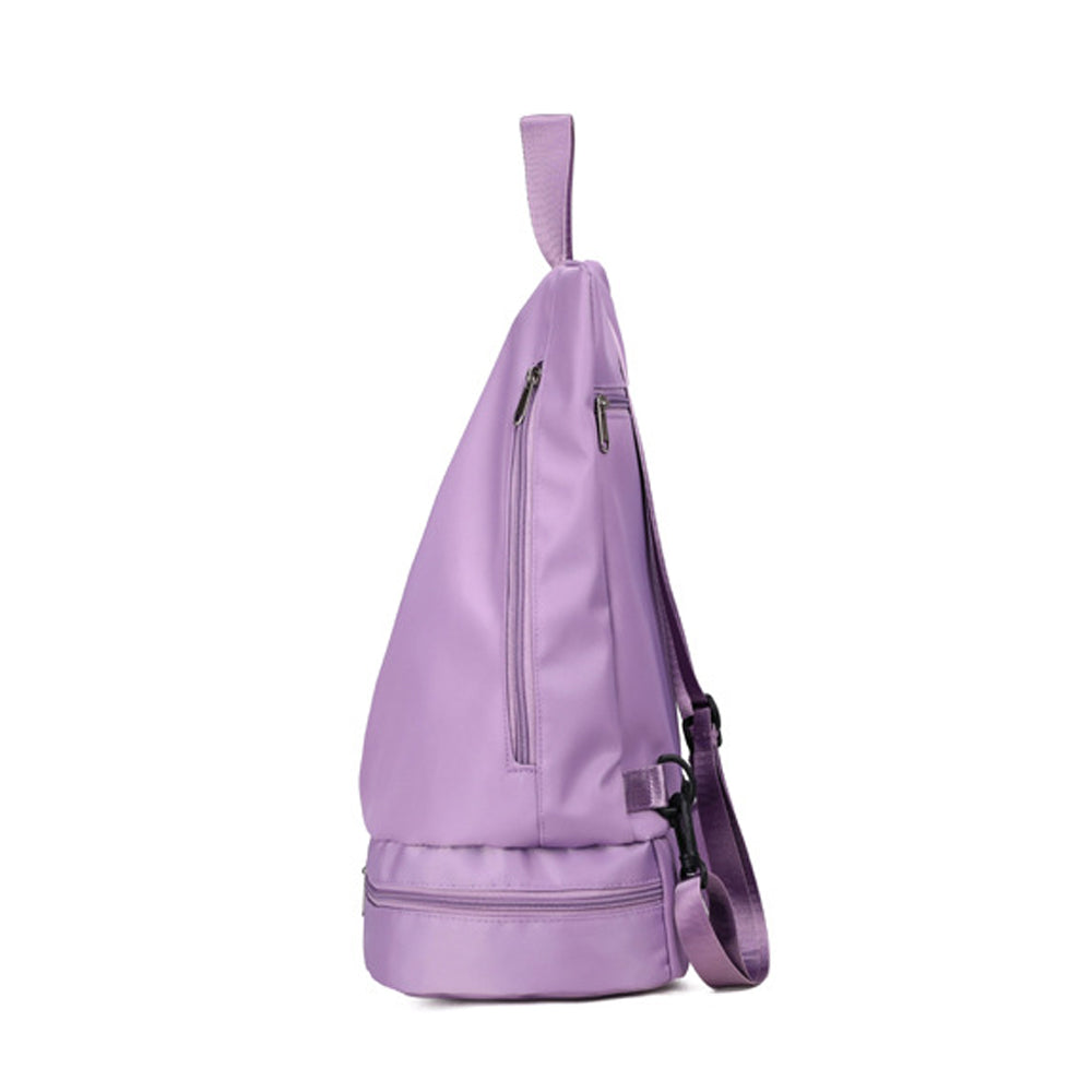 Travel Sports Dry and Wet Separation Backpack with Shoes Compartment Purple