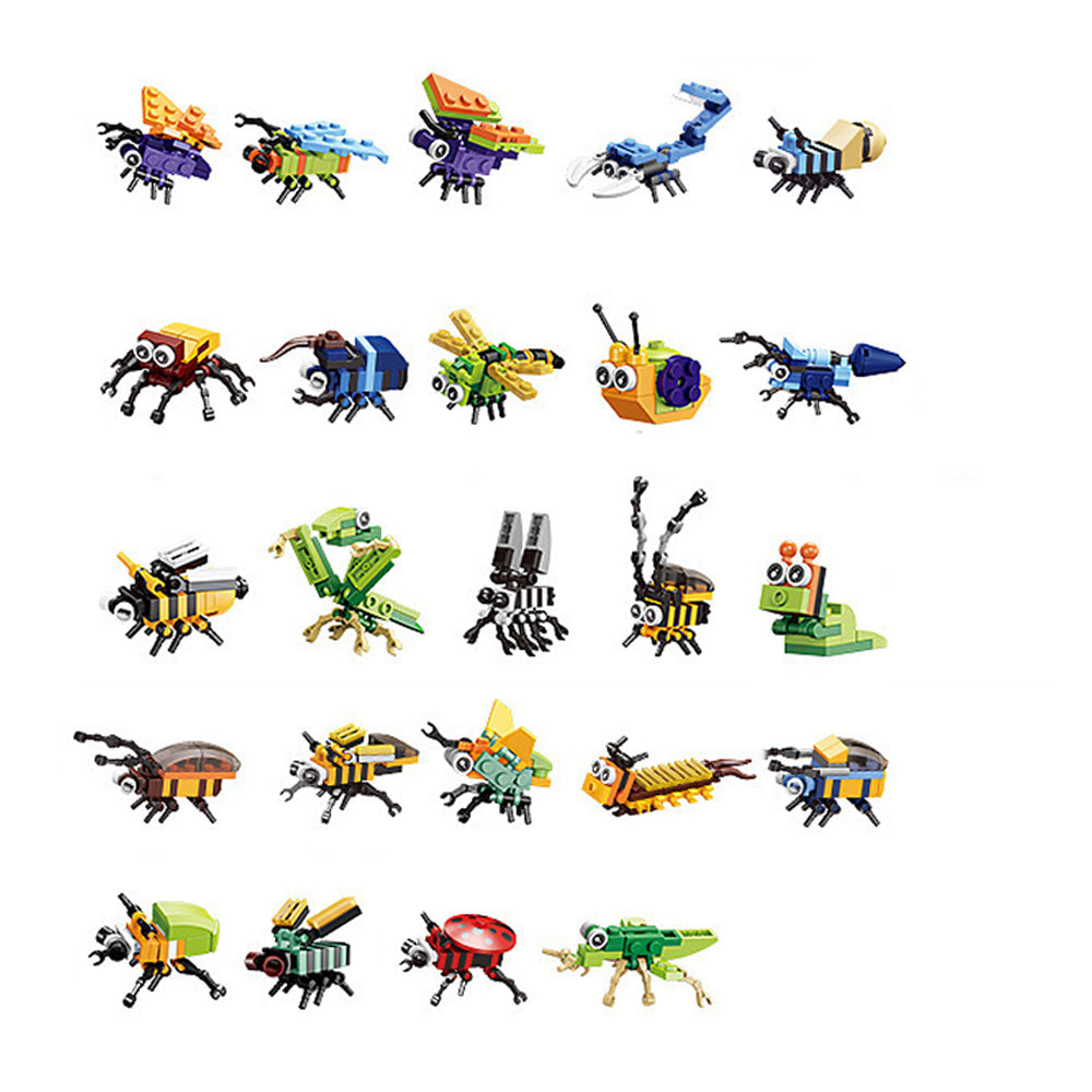 24 Days Christmas Advent Calendar Insect Dinosaur Building Blocks Toy Countdown Calendar Xmas Blind Box