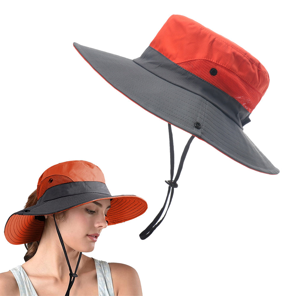 Bucket Hat Wide Brim Sun Hat Hiking Fisherman Hat Orange