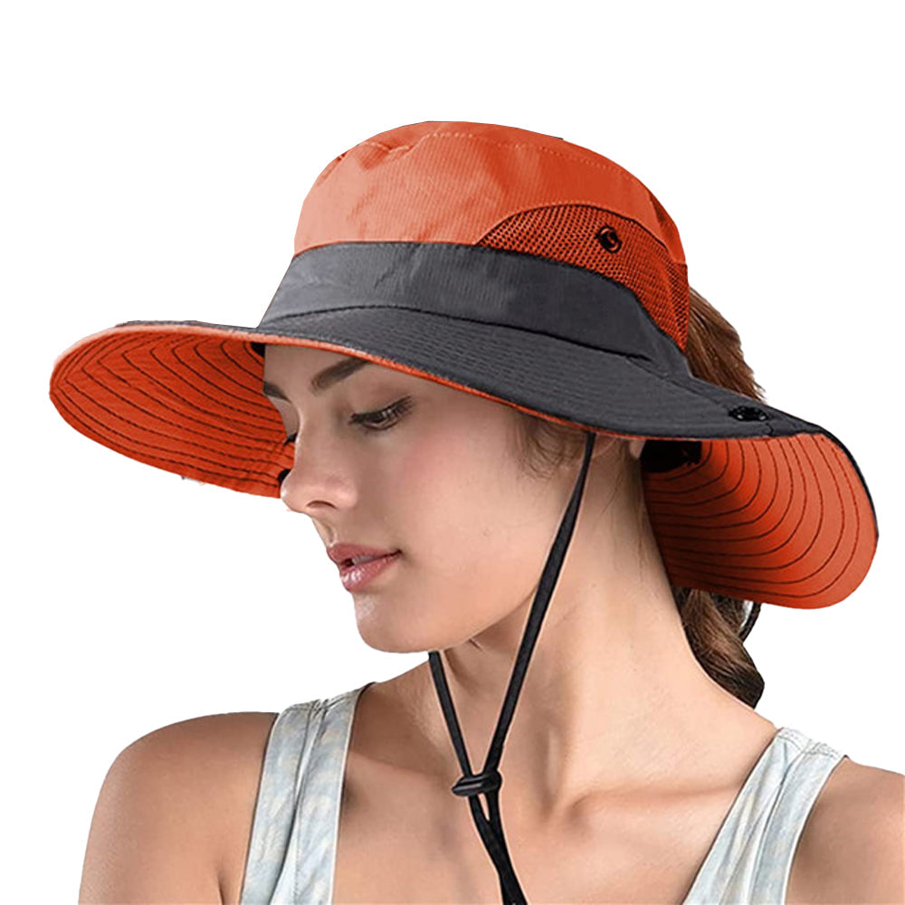 Bucket Hat Wide Brim Sun Hat Hiking Fisherman Hat Orange