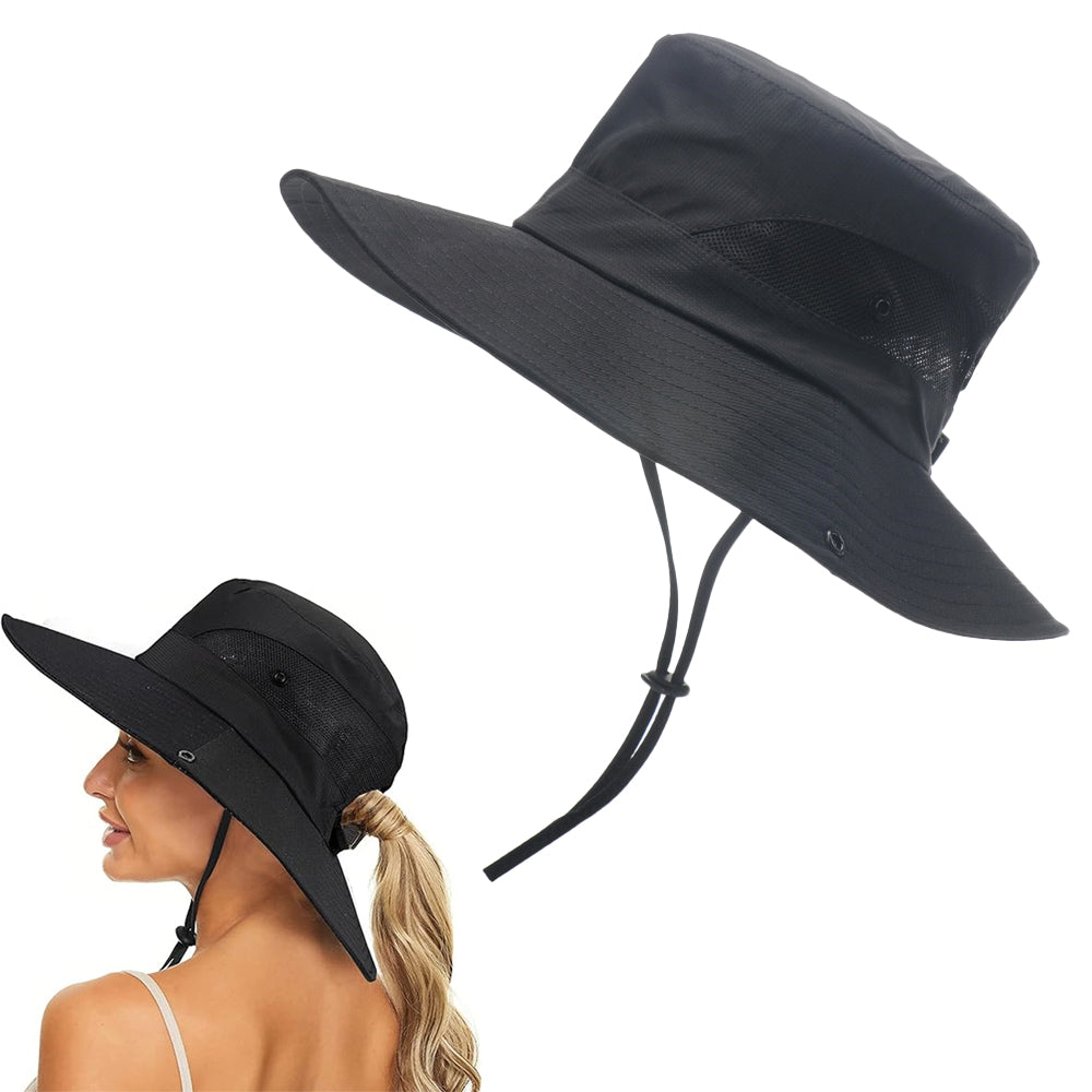 Bucket Hat Wide Brim Sun Hat Hiking Fisherman Hat Black