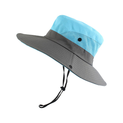 Bucket Hat Wide Brim Sun Hat Hiking Fisherman Hat Blue