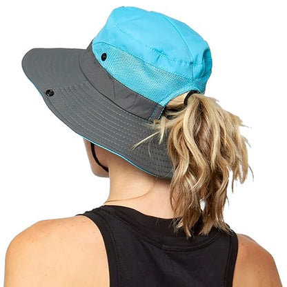 Bucket Hat Wide Brim Sun Hat Hiking Fisherman Hat Blue