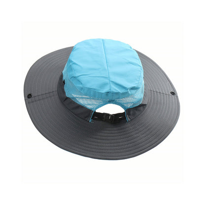 Bucket Hat Wide Brim Sun Hat Hiking Fisherman Hat Blue