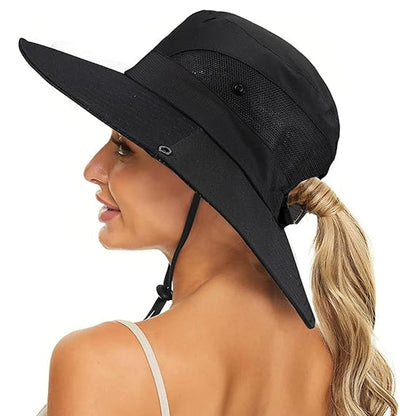 Bucket Hat Wide Brim Sun Hat Hiking Fisherman Hat Black
