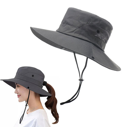 Bucket Hat Wide Brim Sun Hat Hiking Fisherman Hat Grey