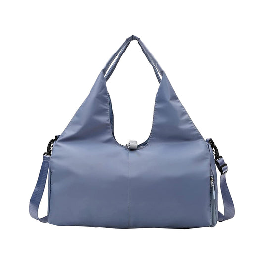 Gym Tote Bag with Shoe Compartment for Women Travel Duffel Bag Yoga Mat Holder Blue