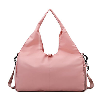Gym Tote Bag with Shoe Compartment for Women Travel Duffel Bag Yoga Mat Holder Pink