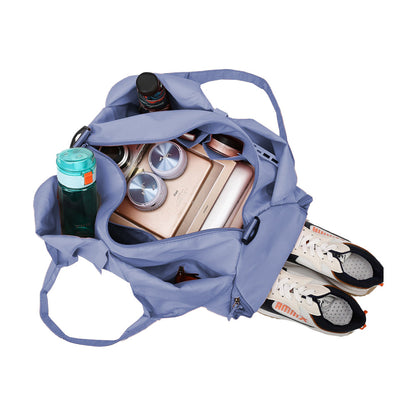 Gym Tote Bag with Shoe Compartment for Women Travel Duffel Bag Yoga Mat Holder Blue